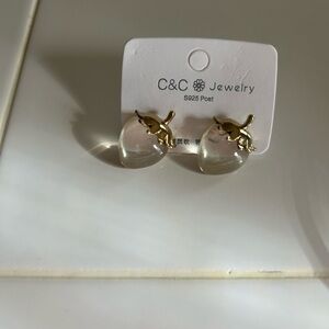 C.C Gold and Clear Heart Earrings